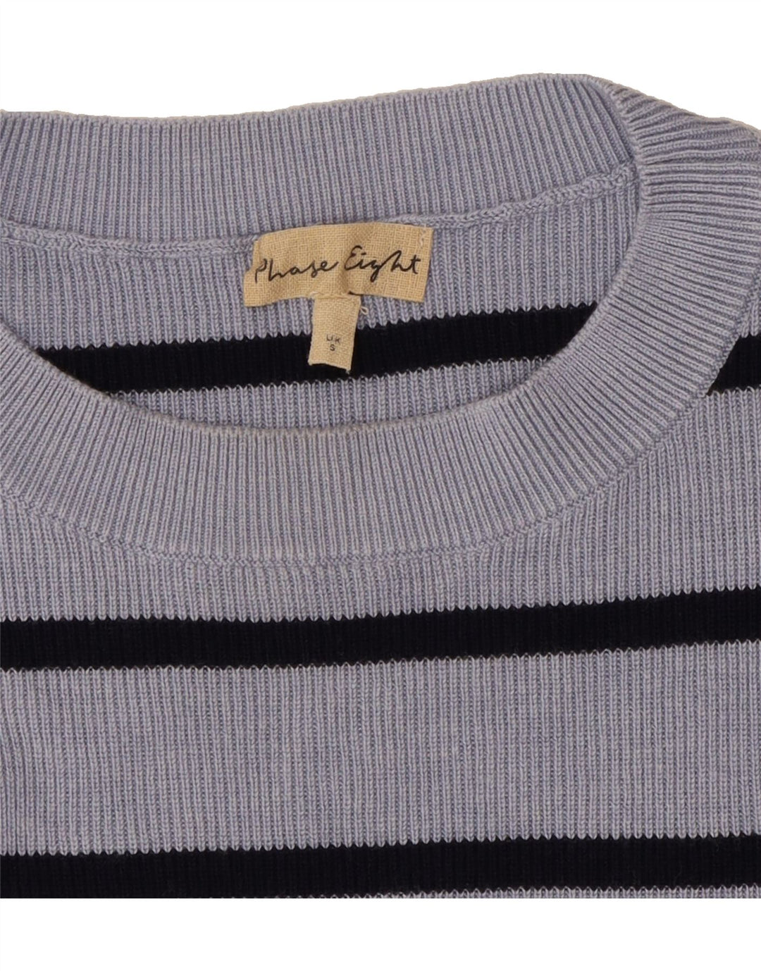 PHASE EIGHT Womens Boat Neck Jumper Sweater UK 10 Small Grey Striped Vintage Phase Eight and Second-Hand Phase Eight from Messina Hembry 