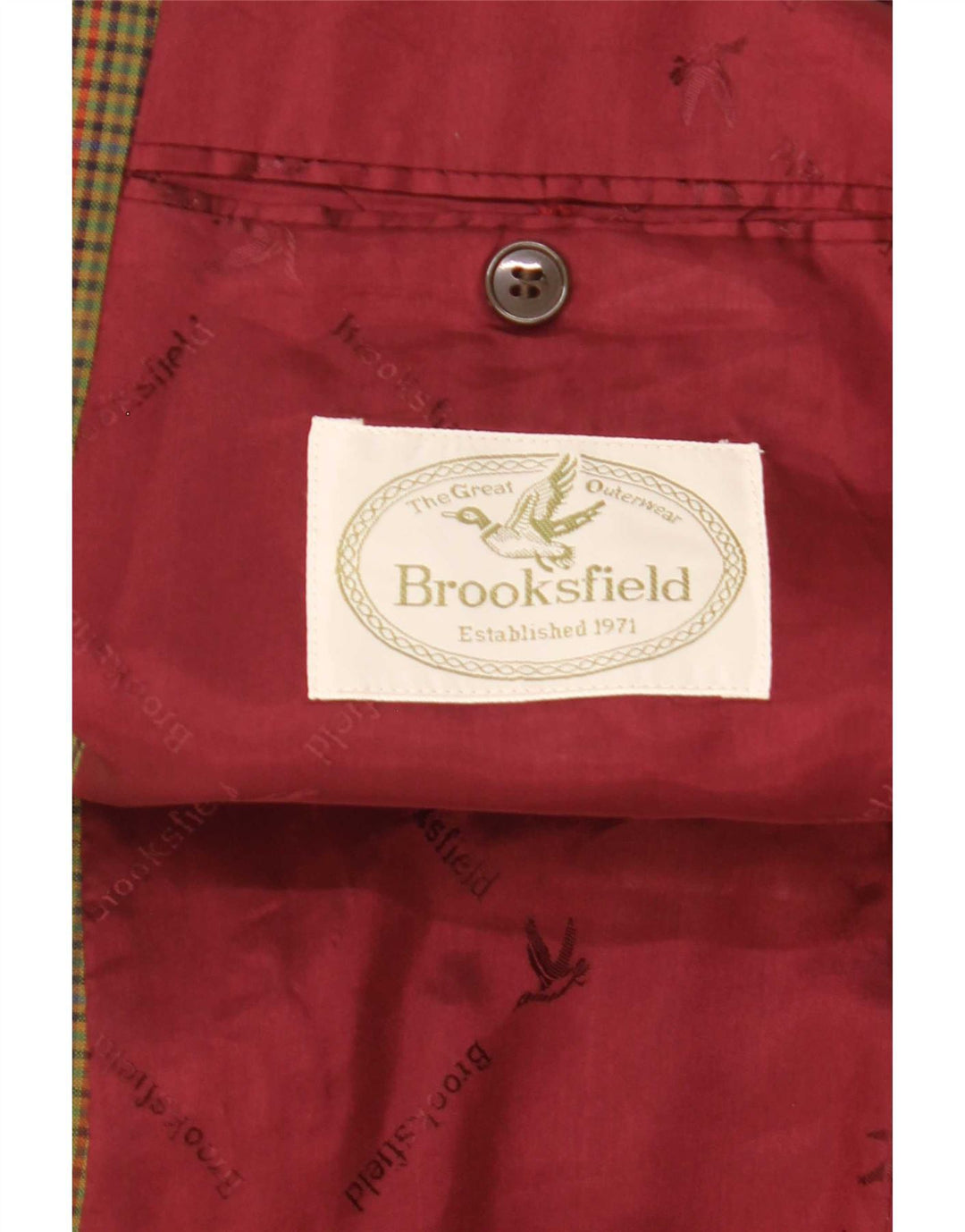 Giacca blazer a 2 bottoni da uomo Brooksfield IT 52 XL lana a quadretti verde