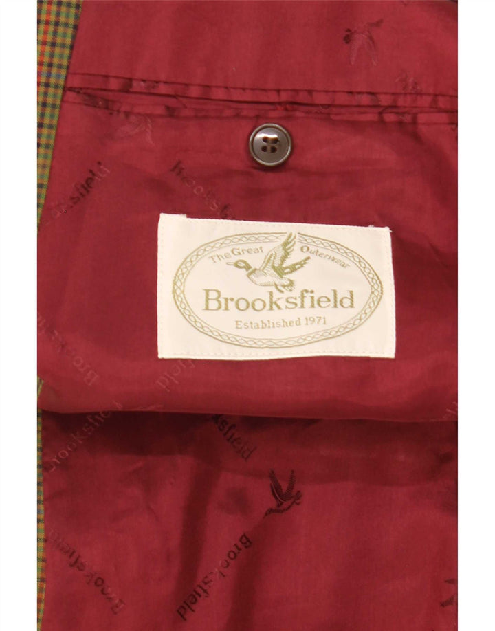 Giacca blazer a 2 bottoni da uomo Brooksfield IT 52 XL lana a quadretti verde