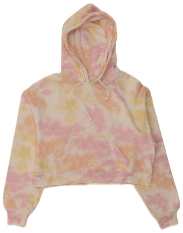 Felpa con cappuccio corta Hollister da donna UK 10 Small multicolore Tie Dye