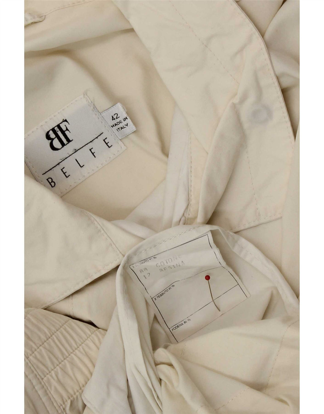 Trench corto da donna Belfe IT 42 cotone bianco sporco medio