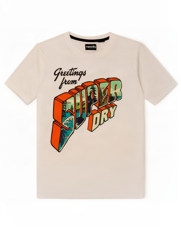T-shirt grafica da donna Superdry Top UK 12 cotone bianco medio