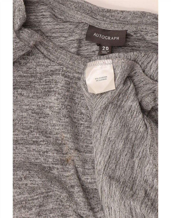 Top tunica autografata da donna Marks & Spencer UK 20 2XL Poliestere chiazzato grigio