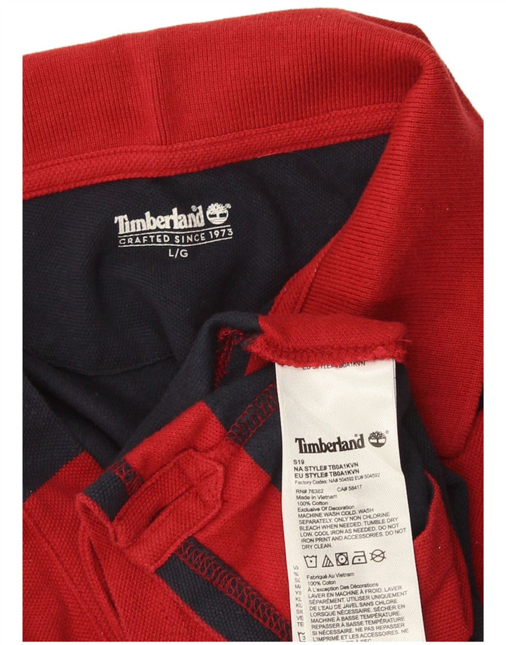 Polo da uomo Timberland grande in cotone a righe rosse