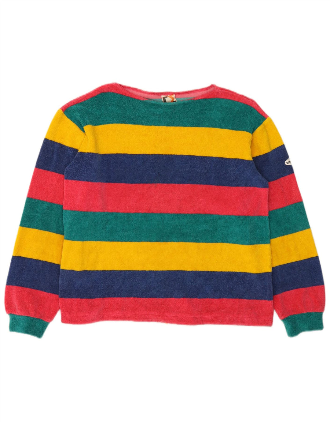 Maglione in pile vintage da donna IT 44 cotone a righe multicolori medio
