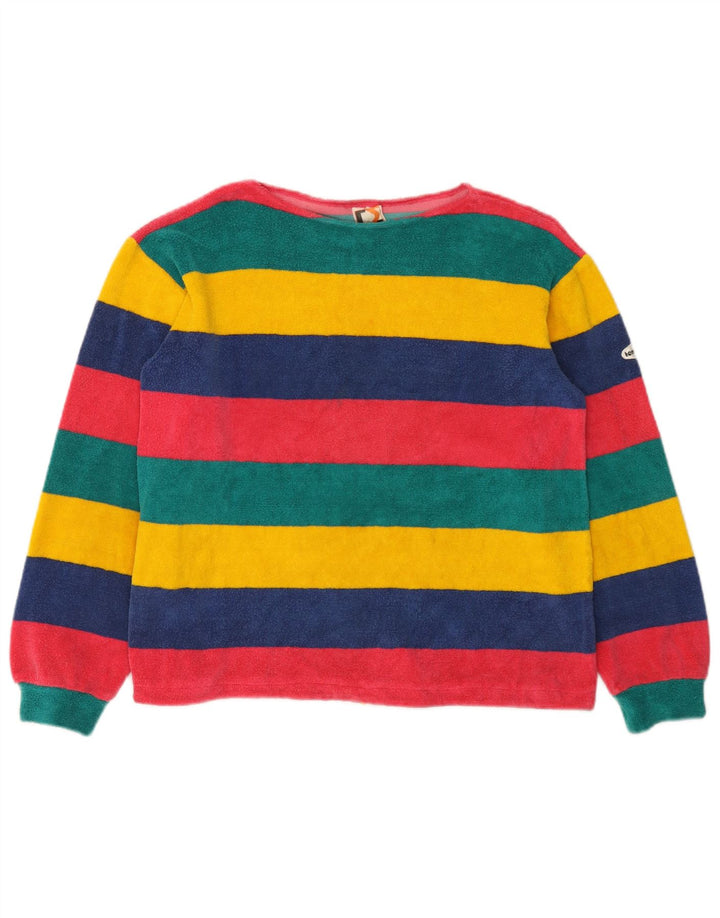 Maglione in pile vintage da donna IT 44 cotone a righe multicolori medio