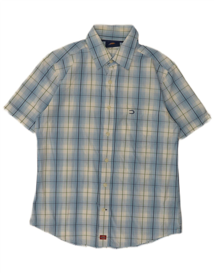 Dickies Camicia a maniche corte da uomo in cotone a quadri blu grandi