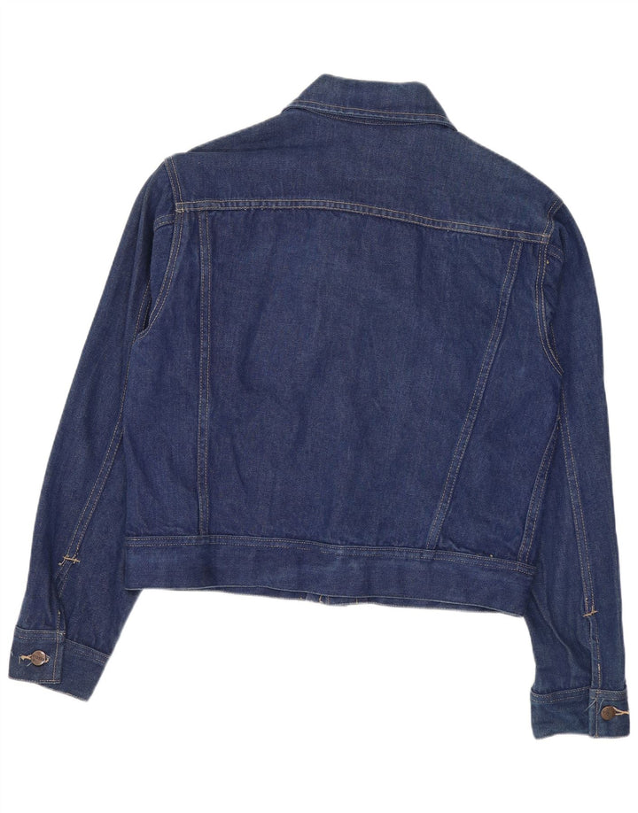 Giacca in denim vintage da donna corta IT 50 XL in cotone blu navy