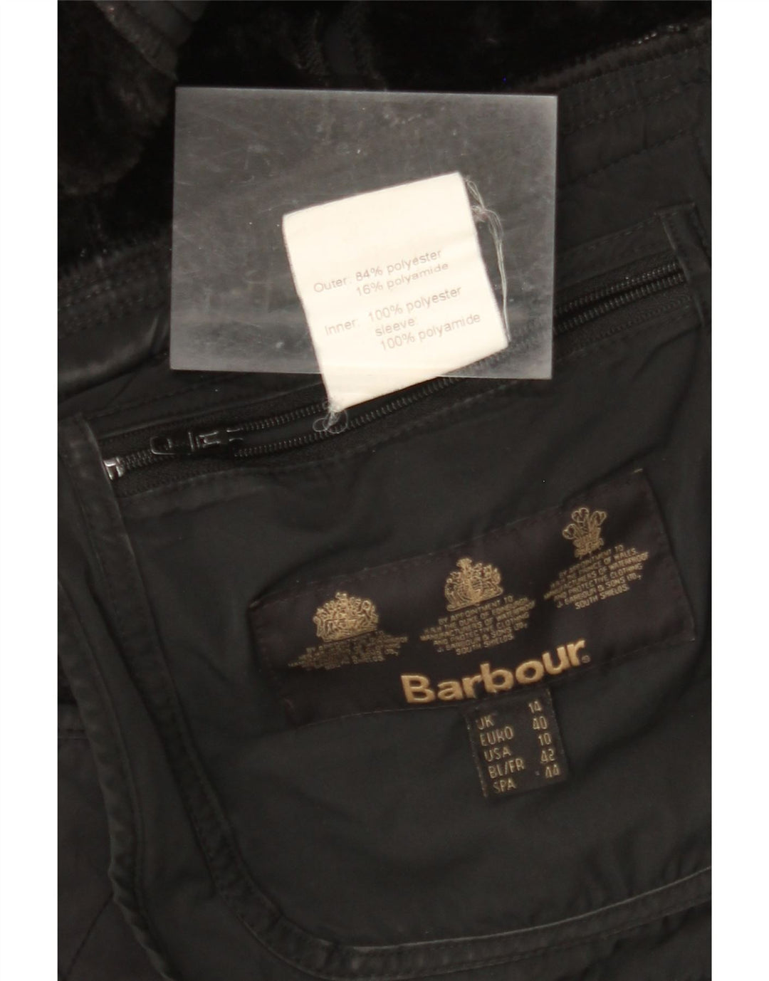Giacca trapuntata da donna BARBOUR UK 14 poliestere nero medio