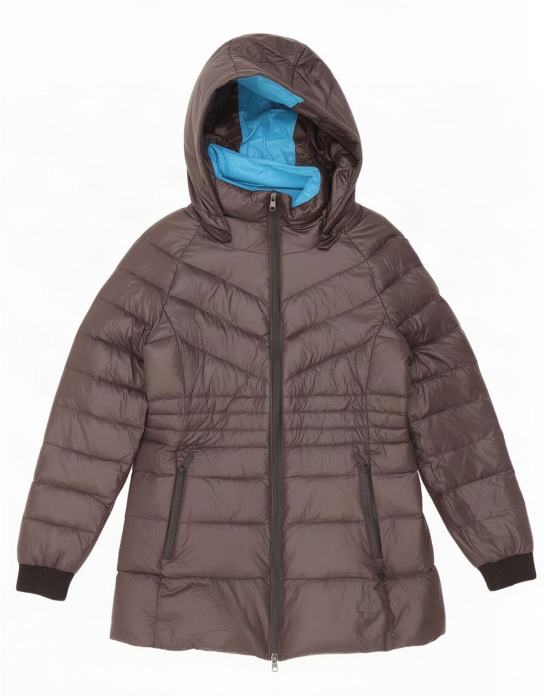 Giacca imbottita con cappuccio da donna Byblos UK 8 piccola in nylon grigio
