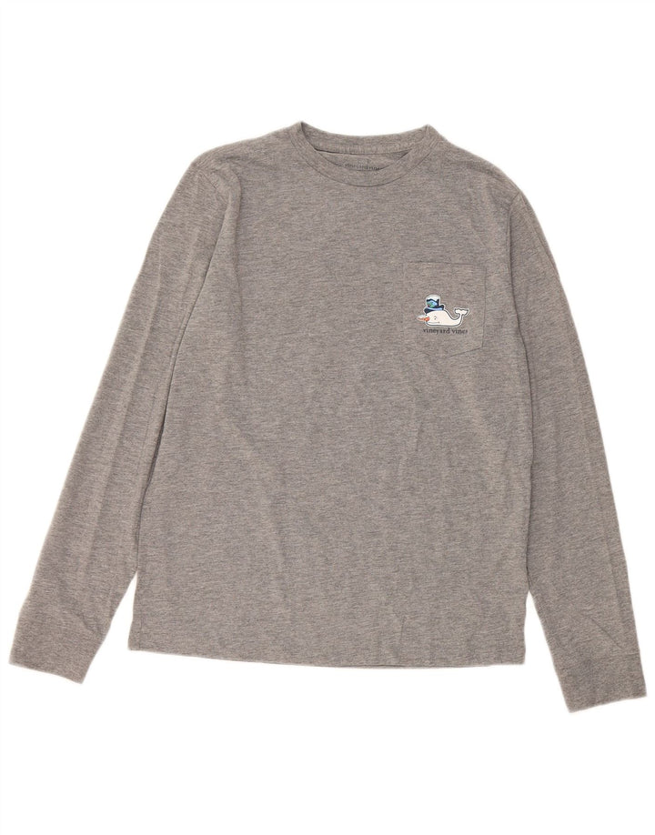 VINEYARD VINES Boys Graphic Top Long Sleeve 15-16 Years Large  Grey Cotton