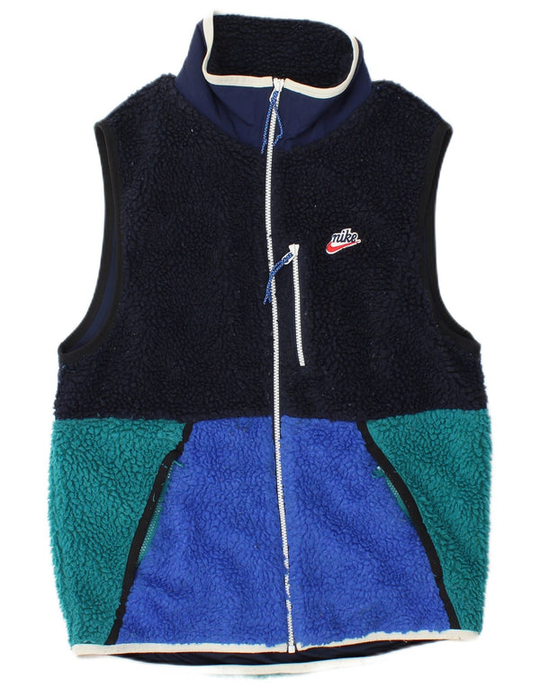 Gilet in pile da uomo NIKE UK 36 Small Blu Navy Colourblock Poliestere Sportivo
