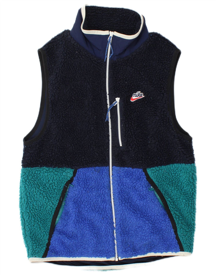 Gilet in pile da uomo NIKE UK 36 Small Blu Navy Colourblock Poliestere Sportivo