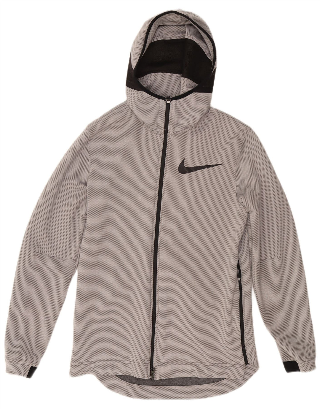 Felpa con cappuccio e zip da basket da uomo NIKE piccola in poliestere grigio