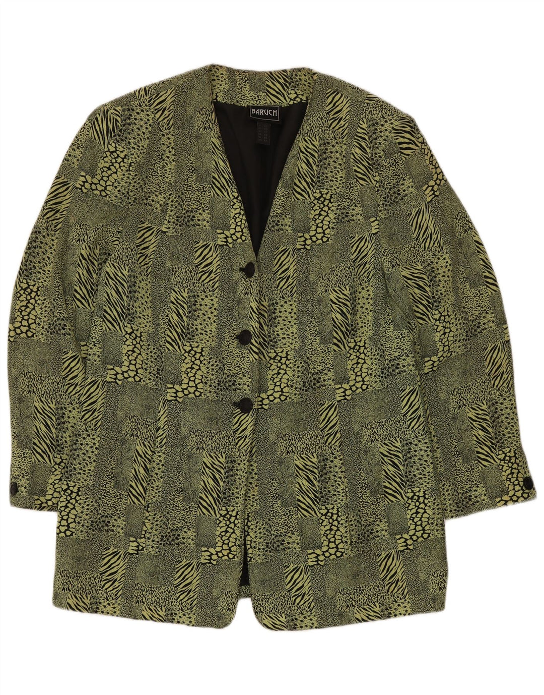 Giacca blazer lunga da donna BARUCH UK 16 grande stampa animale verde