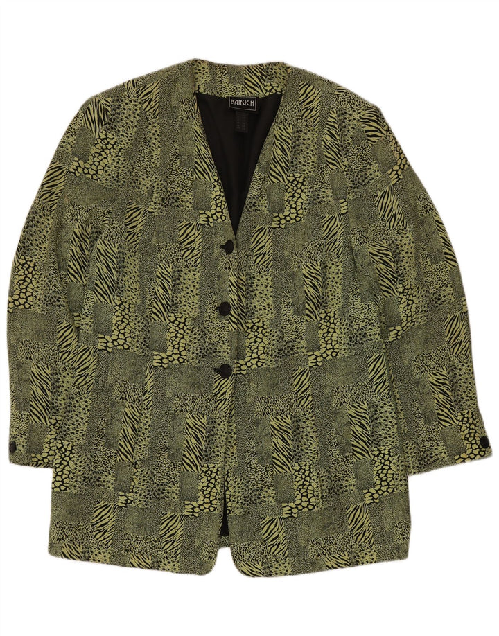Giacca blazer lunga da donna BARUCH UK 16 grande stampa animale verde