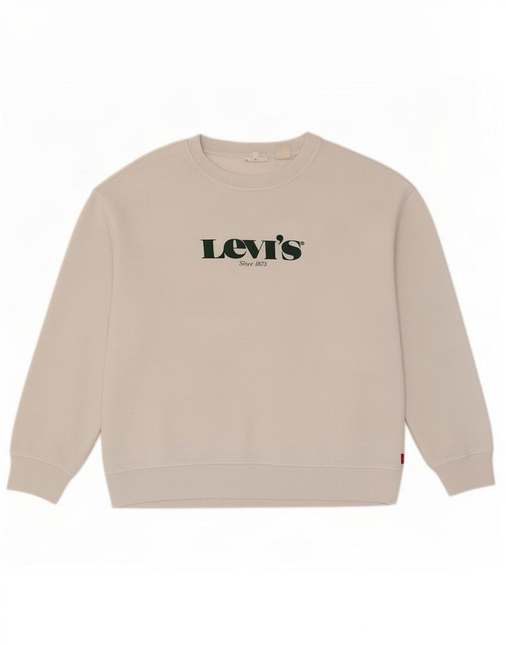 Levi's Donna Felpa oversize con grafica Maglione UK 16 Large Cotone bianco