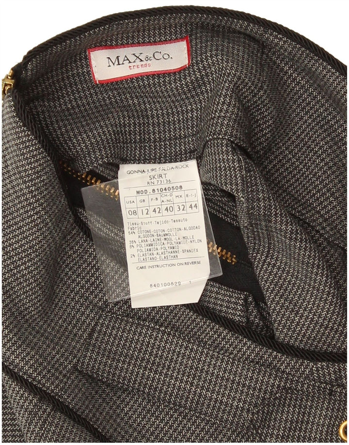 Gonna dritta da donna Max & Co. UK 12 media W32 cotone pied de poule grigio