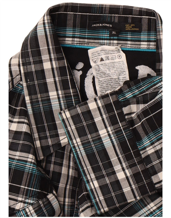 Camicia da uomo Jack & Jones XL in cotone a quadri neri