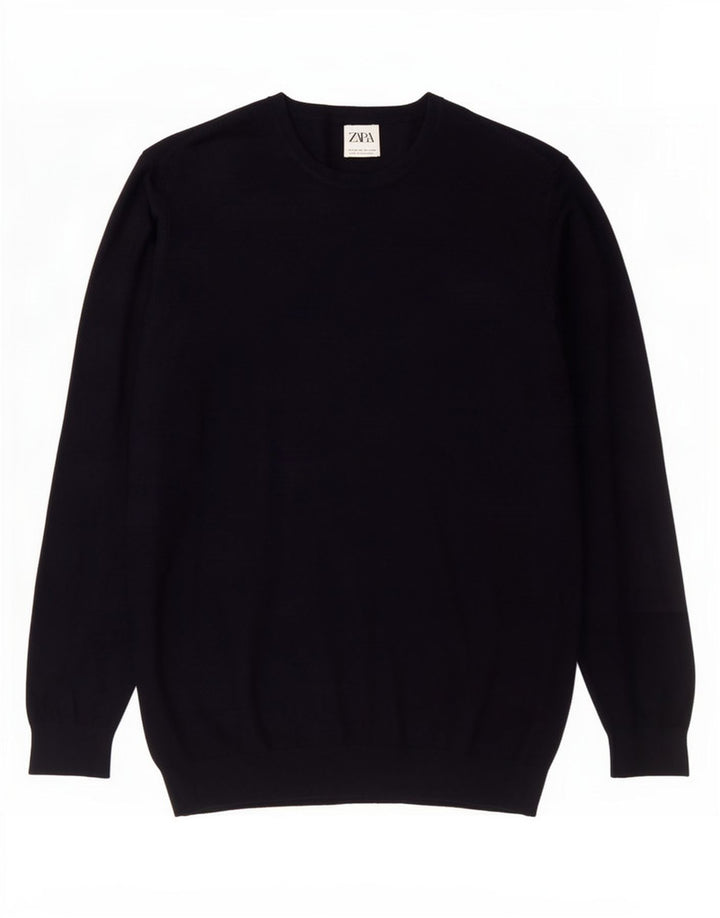 Maglione maglione girocollo da uomo Zara blu navy medio