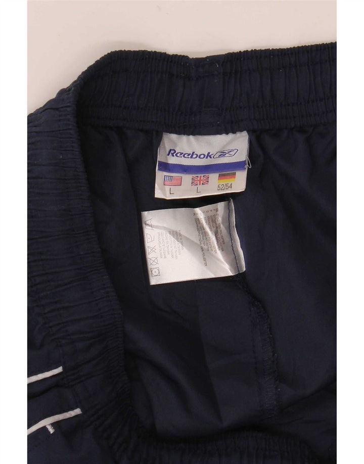 Pantaloni da tuta con grafica Reebok da uomo, grandi, in poliestere blu navy
