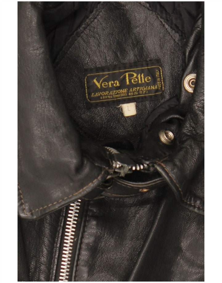 Giacca in pelle da uomo VINTAGE UK 40 grande in pelle nera