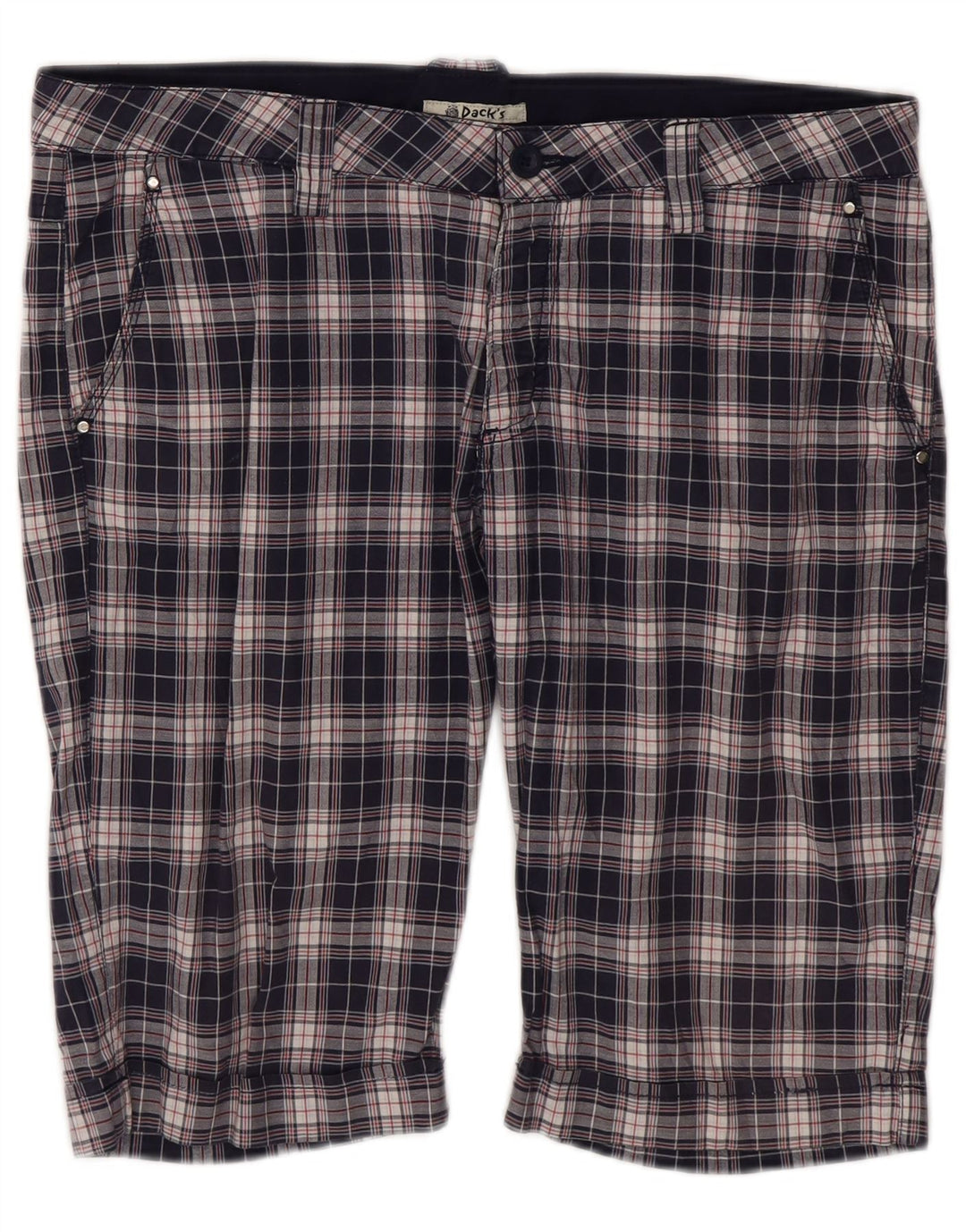 Pantaloncini chino da uomo di Dack IT 48 medio W36 cotone a quadri blu navy