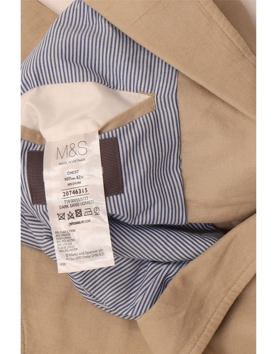 Giacca blazer a 2 bottoni Marks & Spencer da uomo UK 42 grande lino beige