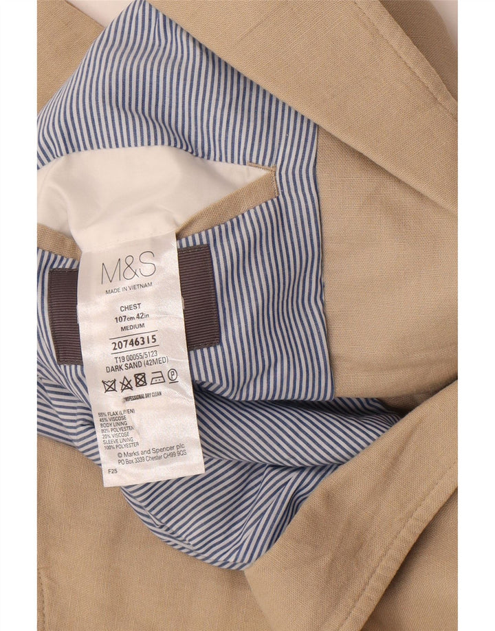 Giacca blazer a 2 bottoni Marks & Spencer da uomo UK 42 grande lino beige