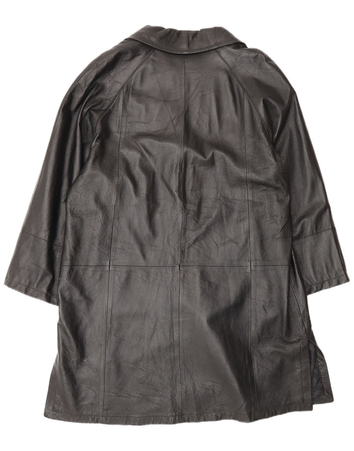 Cappotto oversize in pelle vintage da donna IT 50 XL in pelle nera