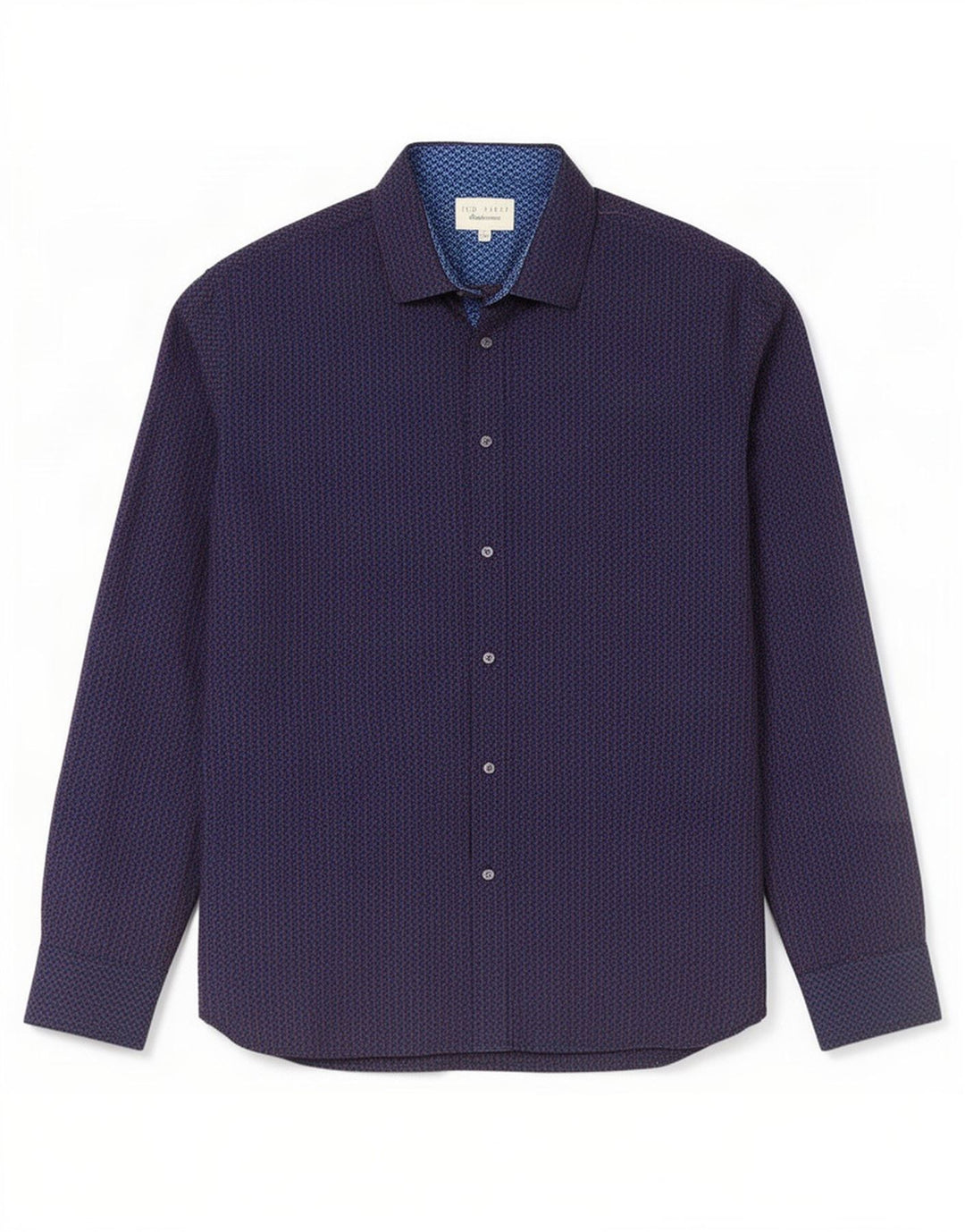 Camicia da uomo Ted Baker taglia 16 grande cotone geometrico blu navy