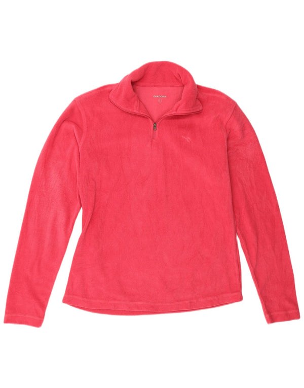 Diadora Womens Zip Neck Fleece Jumper UK 16 Large Pink Polyester