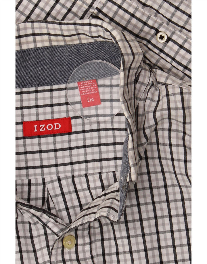 Camicia da uomo Izod in cotone a quadri bianchi grandi
