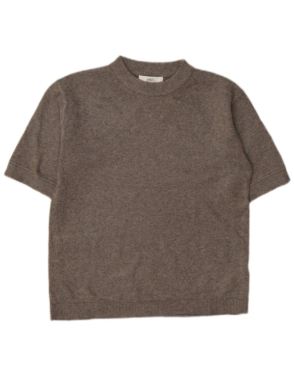 Maglione maglione girocollo a maniche corte da donna Marks & Spencer UK 6 XS Grigio