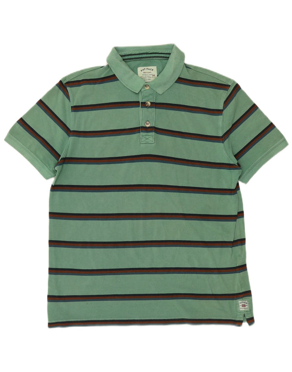 Polo da uomo Fat Face grande in cotone a righe verdi
