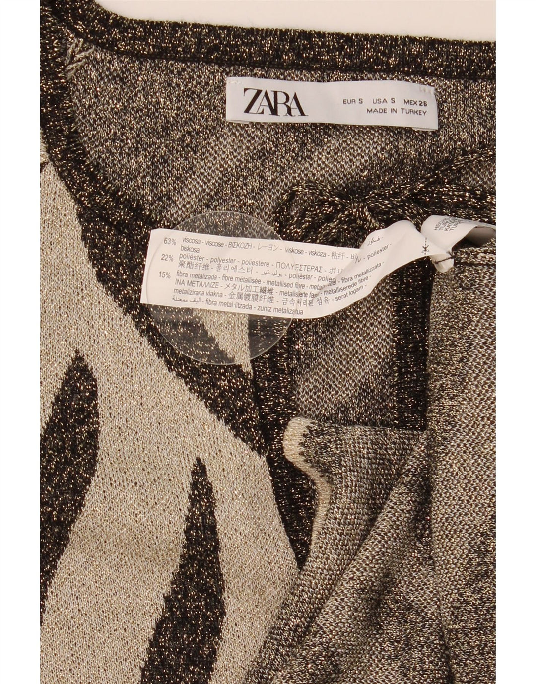Top tunica oversize da donna Zara UK 10 viscosa piccola con stampa animalier marrone