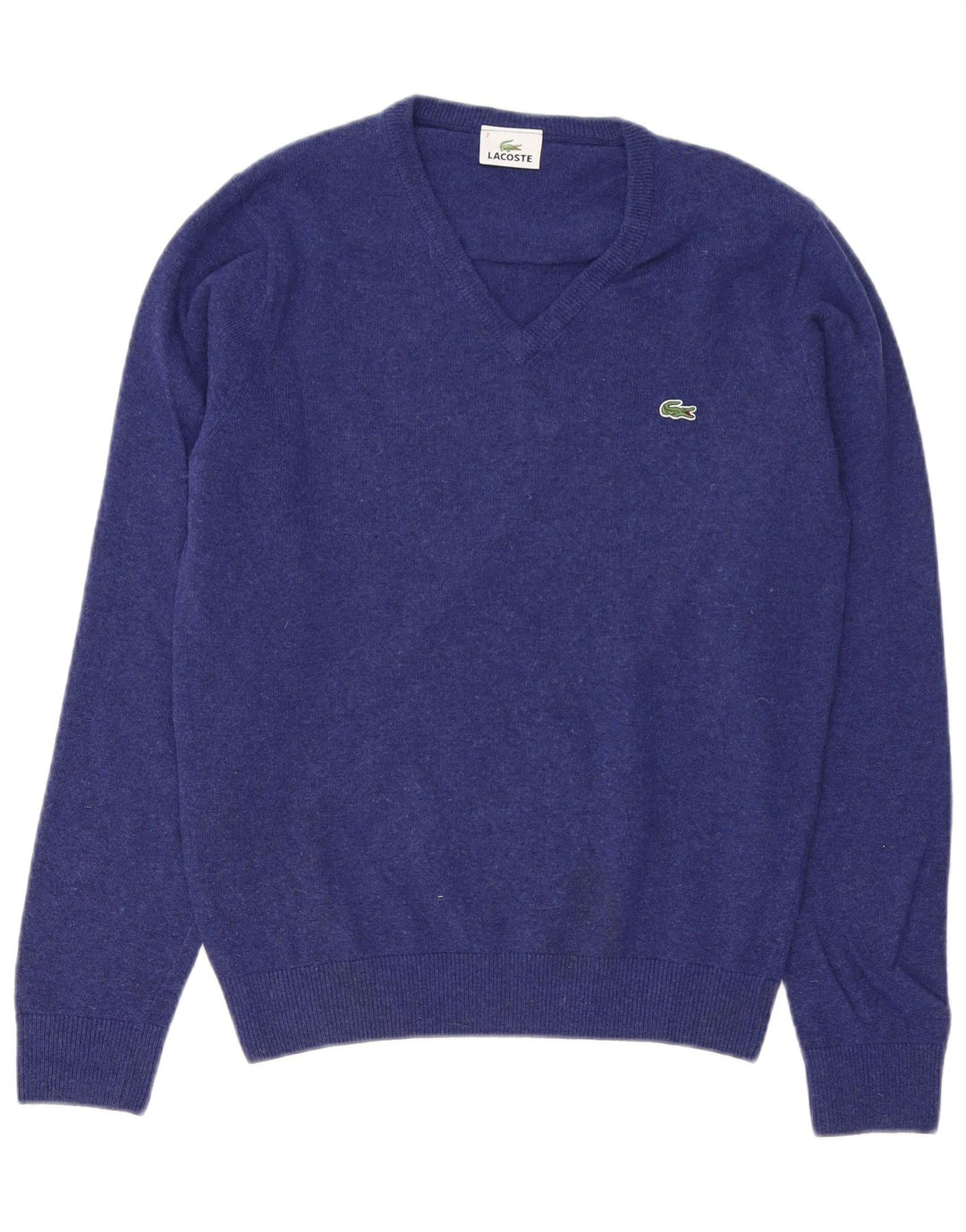 Maglione maglione da uomo con scollo a V Lacoste taglia 2 XS lana vergine blu