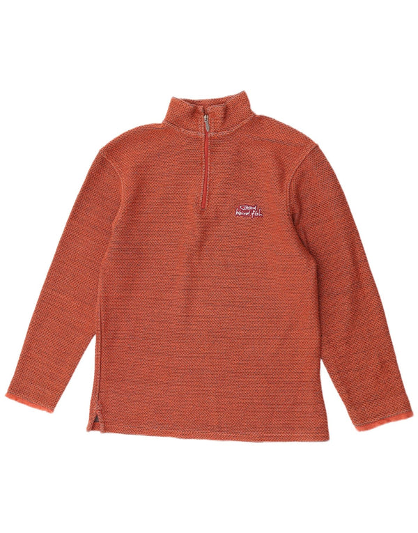 Felpa da uomo con collo con zip Weird Fish, cotone arancione medio