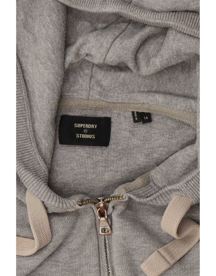 Maglione con cappuccio e zip da donna Superdry UK 14 Large Grigio