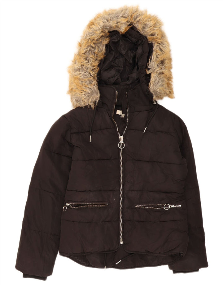 Giacca imbottita oversize con cappuccio da donna Topshop UK 4 XS poliestere nero