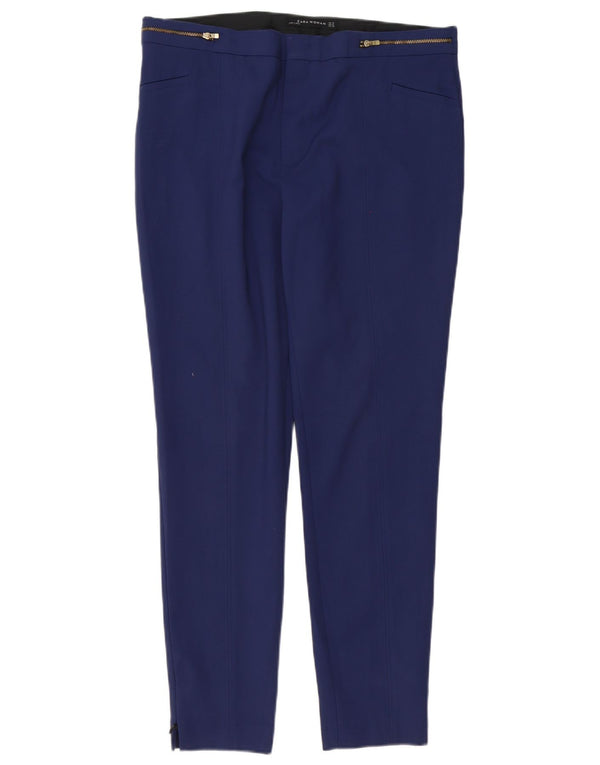 Pantaloni casual slim da donna Zara XL W32 L30 cotone blu navy