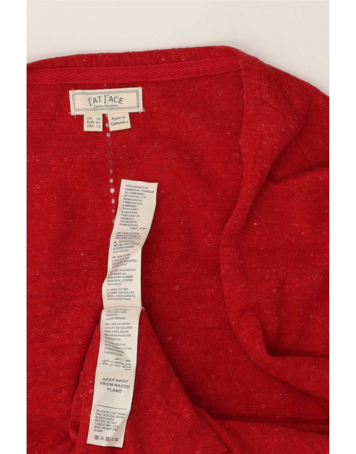 Maglione cardigan aperto da donna Fat Face UK 16 grande cotone rosso
