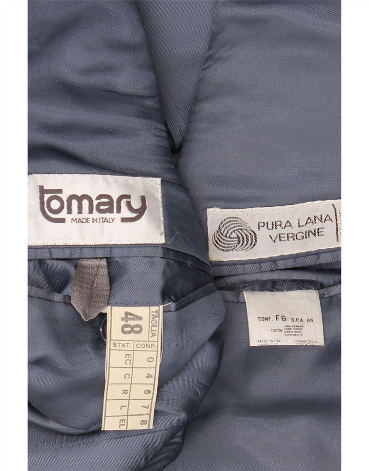 Giacca blazer da uomo a 2 bottoni Tomary IT 48 pied de poule blu medio