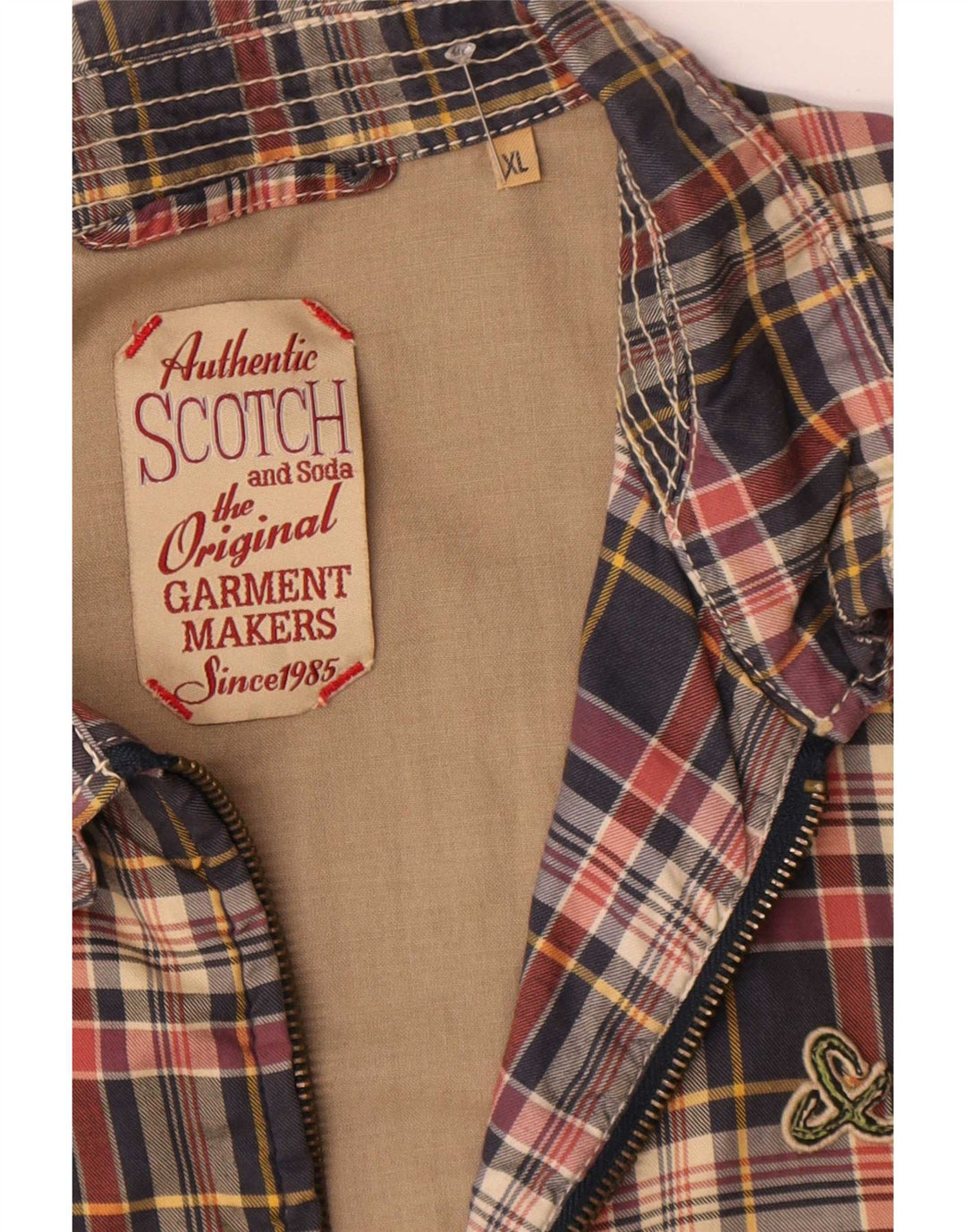 Giubbotto bomber da uomo Scotch & Soda UK 42 XL Poliestere a quadri blu