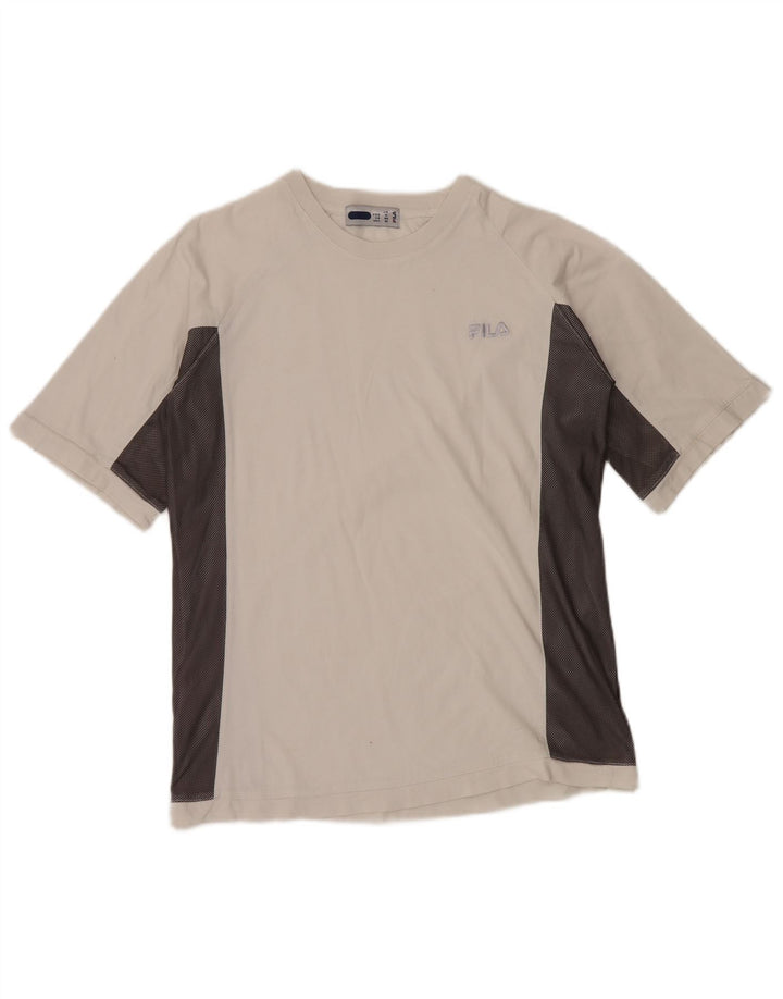 T-shirt FILA per ragazzi 13-14 anni in cotone color block bianco