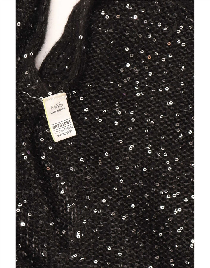 Maglione poncho da donna Marks & Spencer taglia unica acrilico screziato nero
