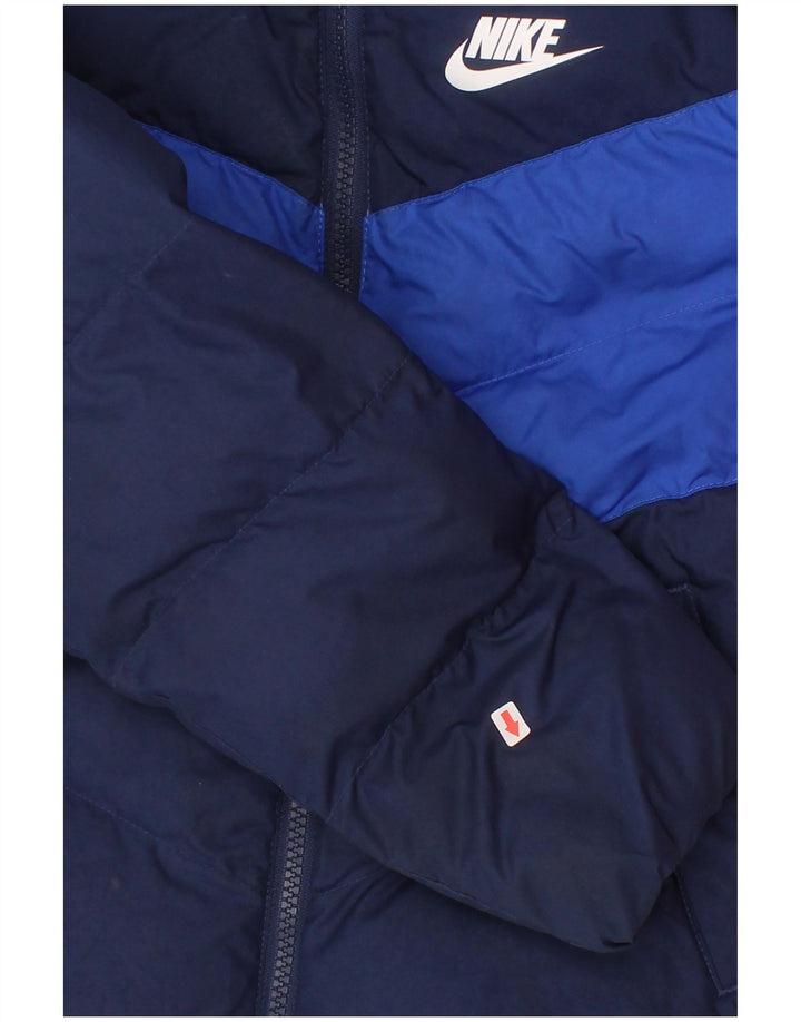 Giacca imbottita con cappuccio Adidas da ragazzo 6-7 anni XS Blu navy Colourblock