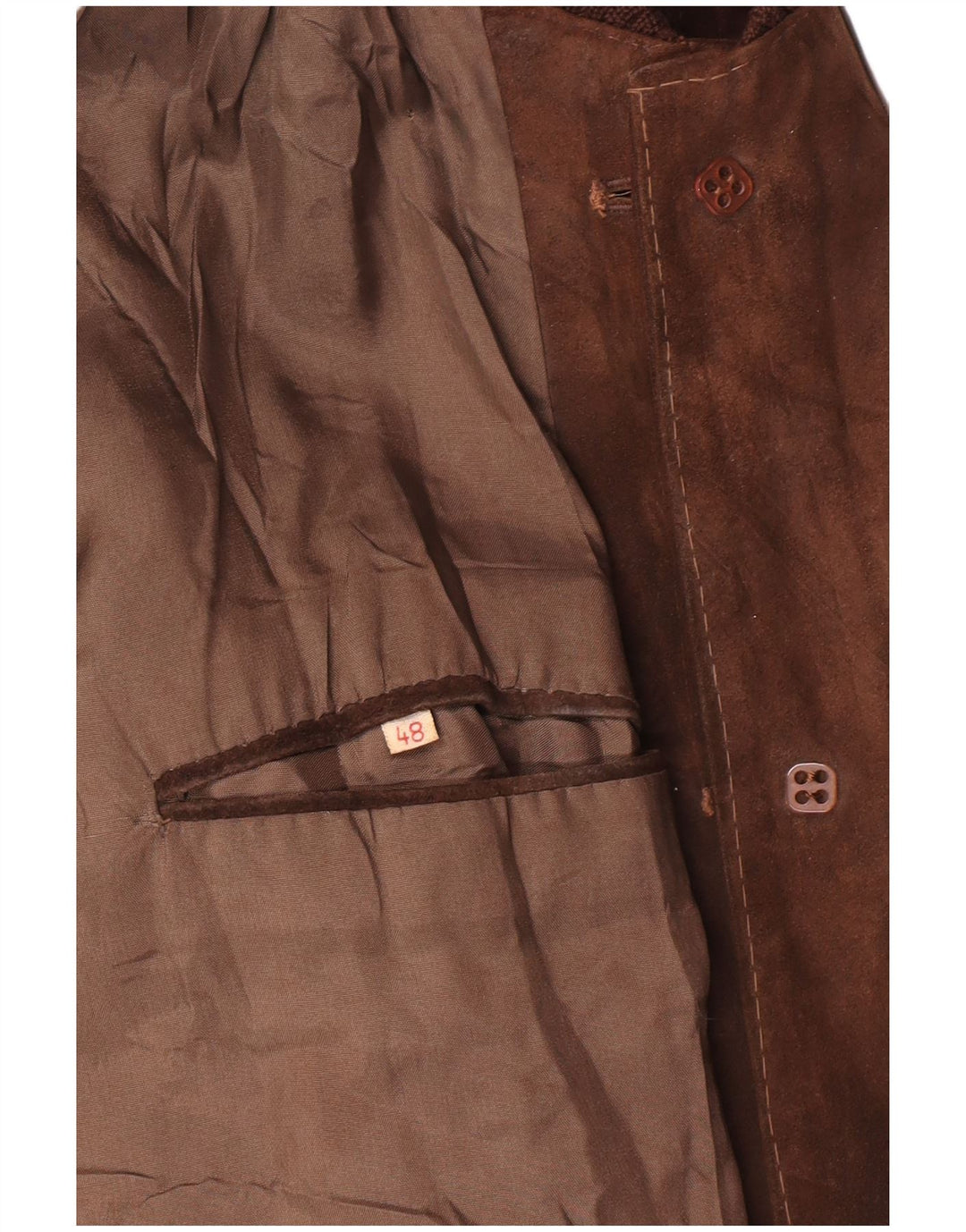 Giubbotto bomber vintage in pelle scamosciata da uomo IT 48 Marrone medio