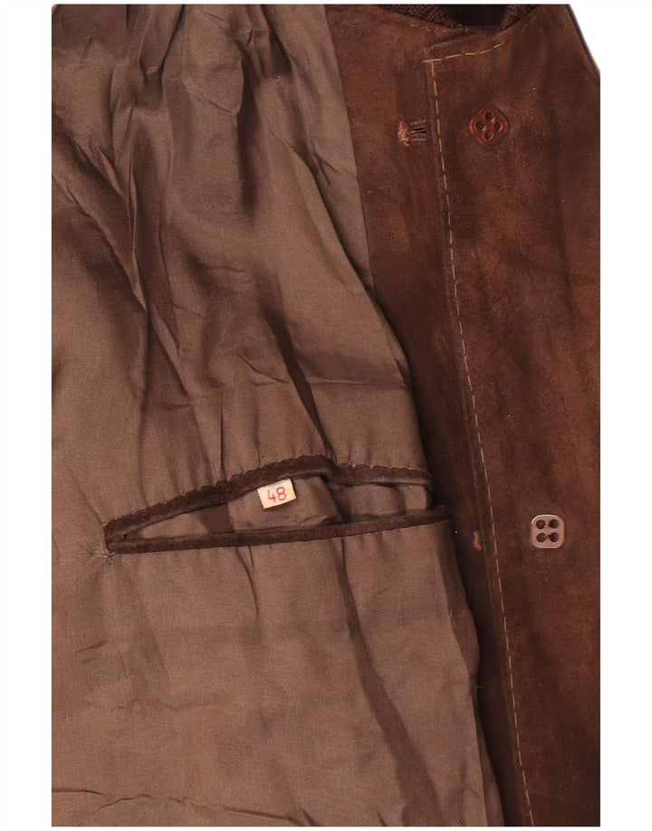 Giubbotto bomber vintage in pelle scamosciata da uomo IT 48 Marrone medio