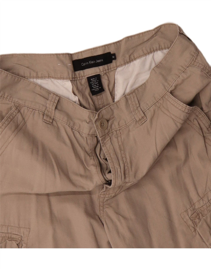 Pantaloncini cargo da uomo Calvin Klein W34 Large in cotone beige